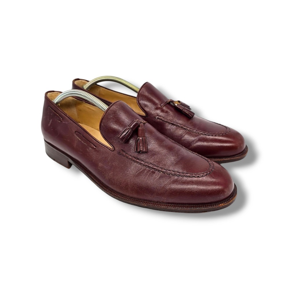 Guido Mocasines Loafer 497 Burgundy Tassel Argentina Handcrafted $320 Size 10.5‎